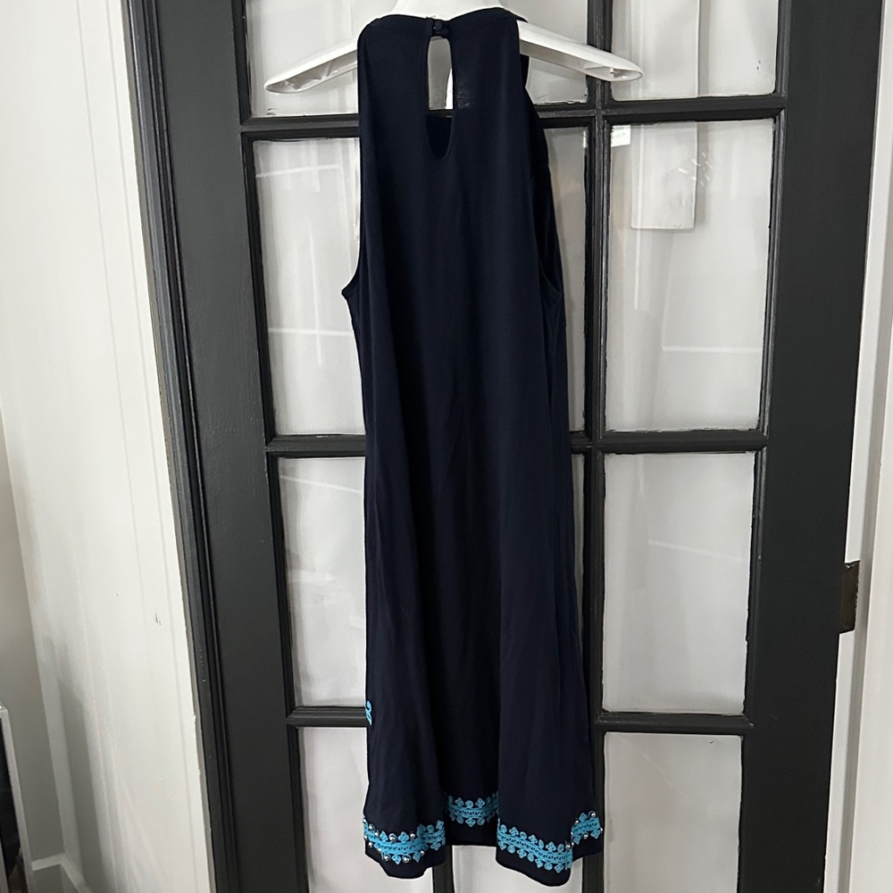 INC International Concepts Navy Dress with Blue Embroidery - Picture 5 of 5